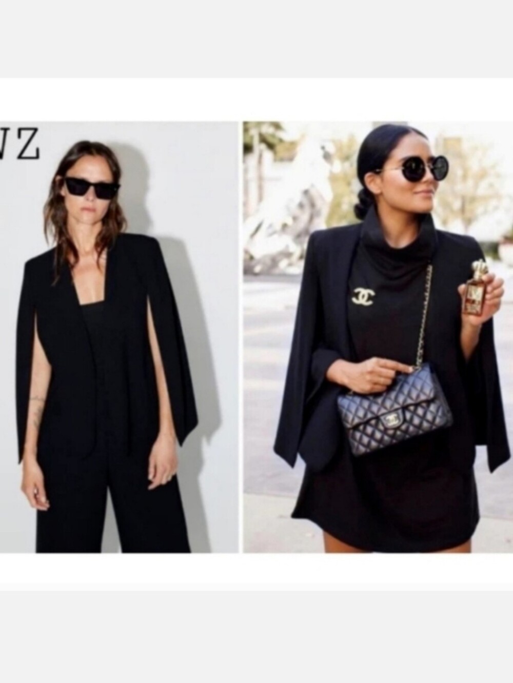 Zara Cape Blazer Jacket Black Size S - Picture 3 of 15